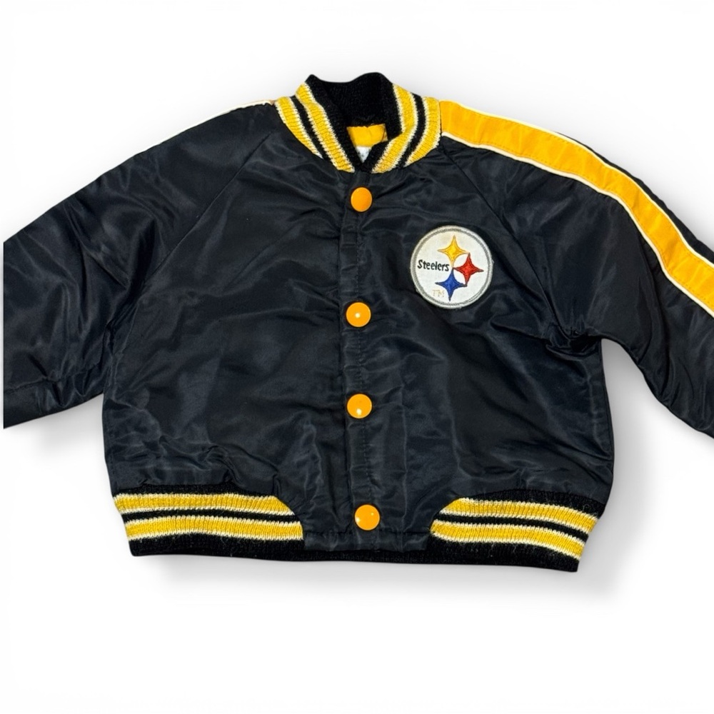 Vintage Steelers Stahl-Urban NFL satin bomber jacket Coat 2T baby toddler - Picture 2 of 9